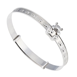 Children's Sterling Silver Moving Teddy Expander Bangle
