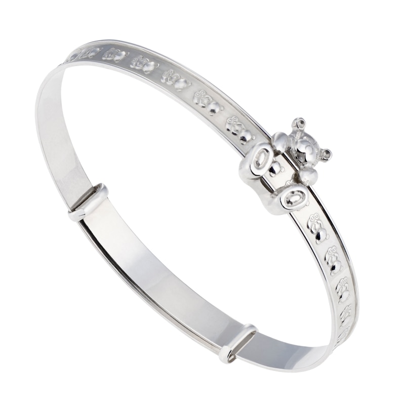 Main Image 1 of Children's Sterling Silver Moving Teddy Expander Bangle