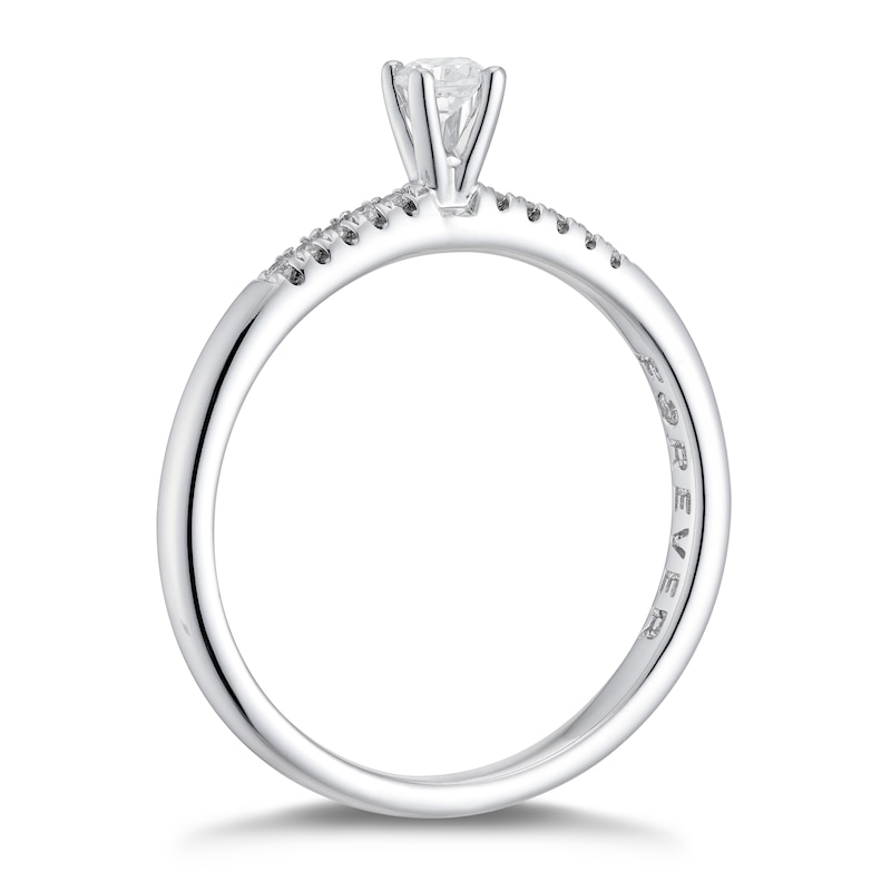 Main Image 2 of Engagement Ring The Forever Diamond 18ct White Gold 0.20ct Total Ring