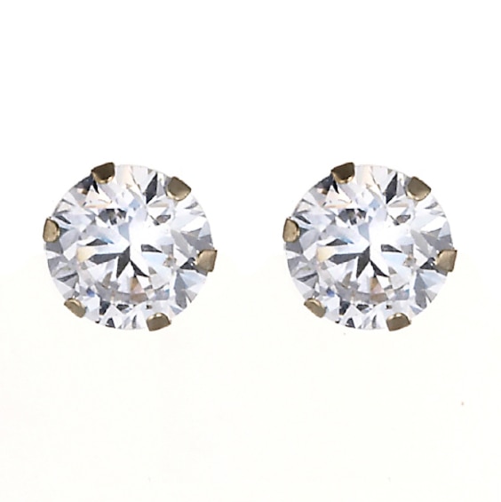 9ct Yellow Gold and Cubic Zirconia 4mm Stud Earrings