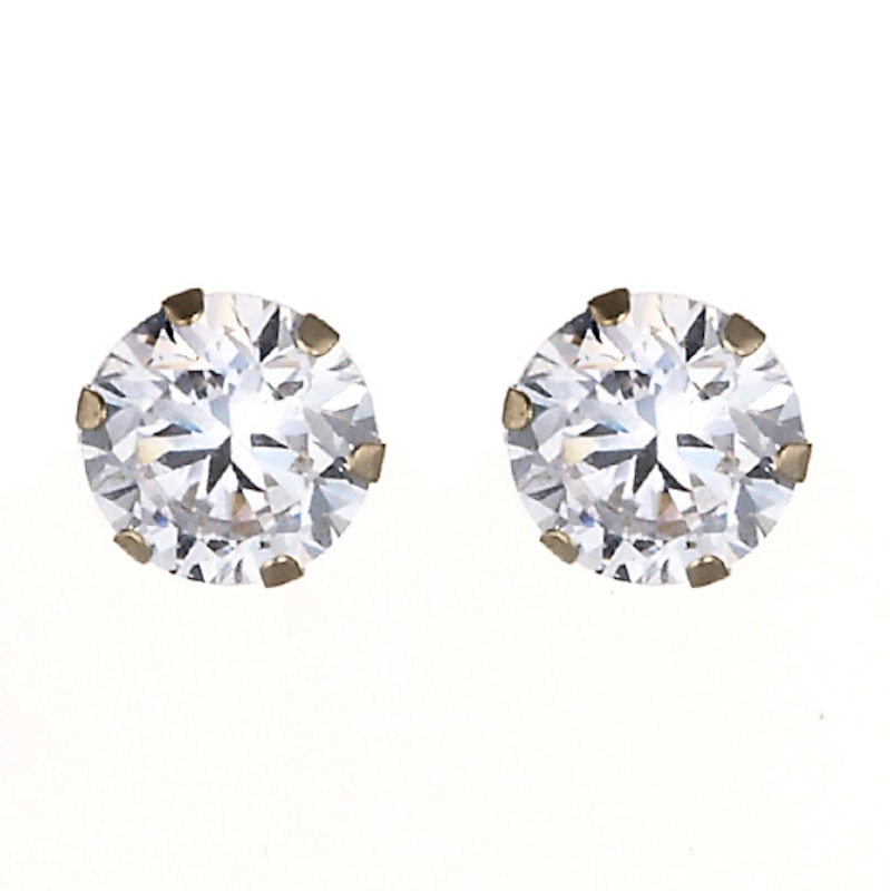 Main Image 1 of 9ct Yellow Gold & Cubic Zirconia 4mm Stud Earrings