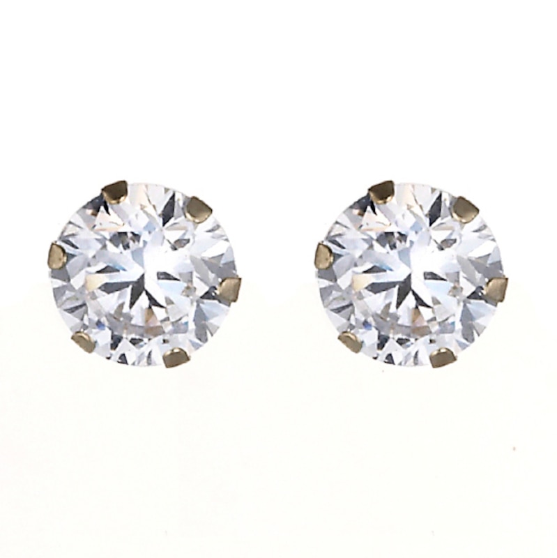 9ct Yellow Gold & Cubic Zirconia 4mm Stud Earrings