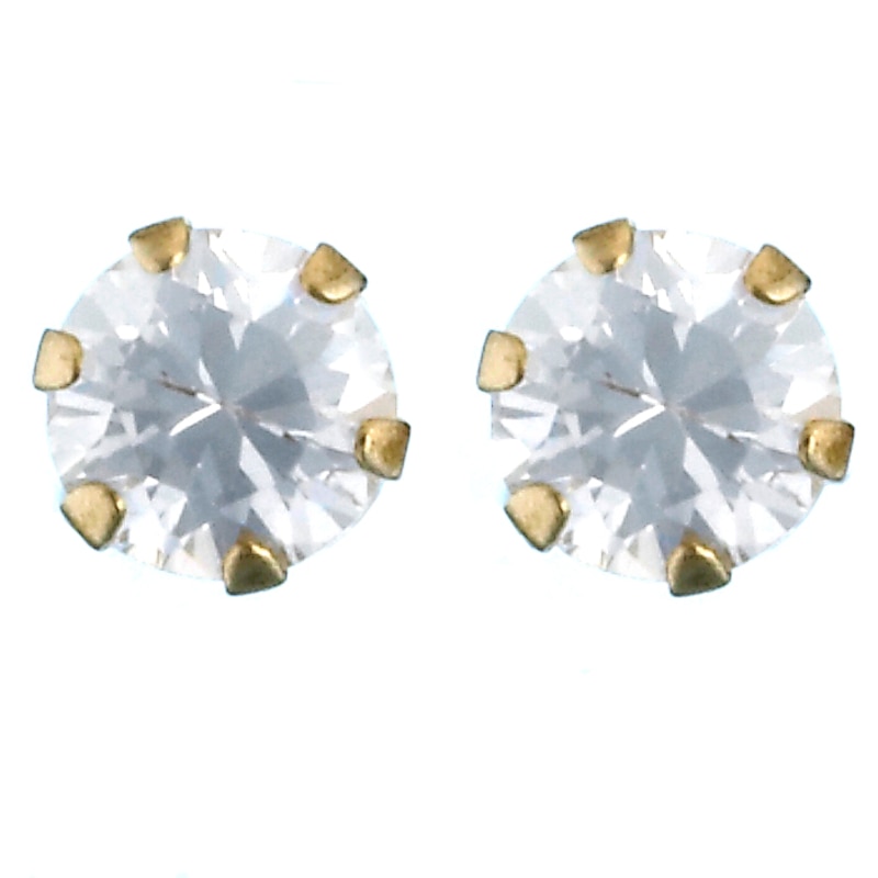Main Image 1 of 9ct Yellow Gold & Cubic Zirconia 3mm Stud Earrings