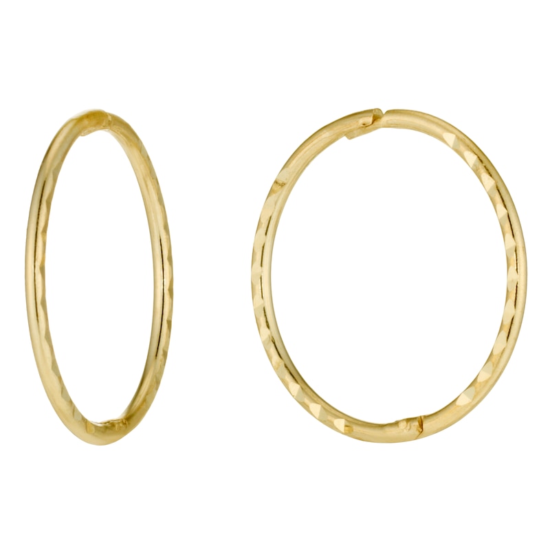 9ct Yellow Gold Diamond Cut 12mm Hinged Sleeper Earrings