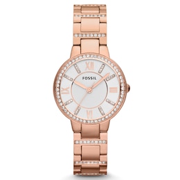 Fossil Ladies' Rose Gold Tone Crystal Watch