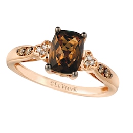 14ct Strawberry Gold Chocolate Quartz & Diamond Ring