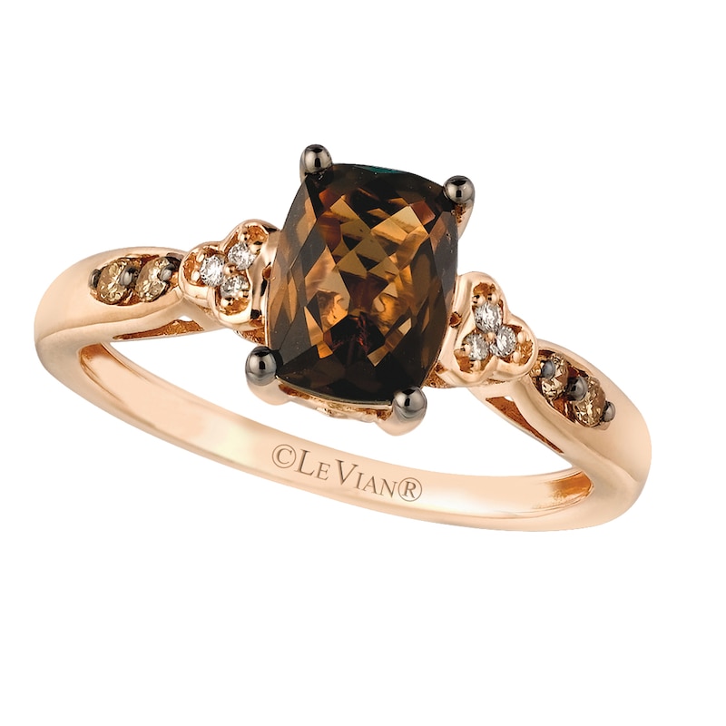 Main Image 1 of 14ct Strawberry Gold Chocolate Quartz & Diamond Ring