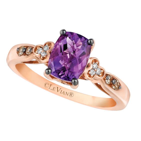 14ct Strawberry Gold Grape Amethyst and Diamond Ring
