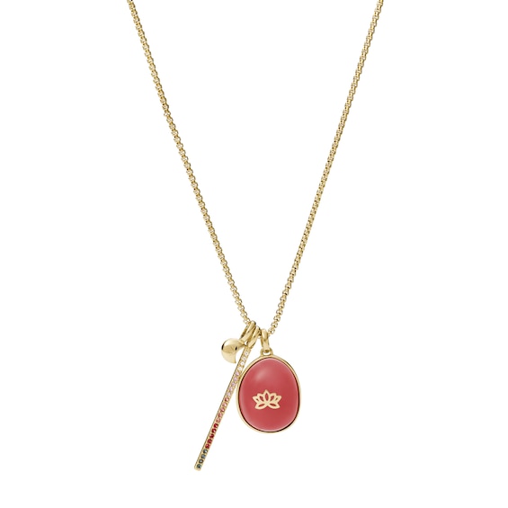 Fossil Modern Nomad Gold Tone Glass Stone Necklace