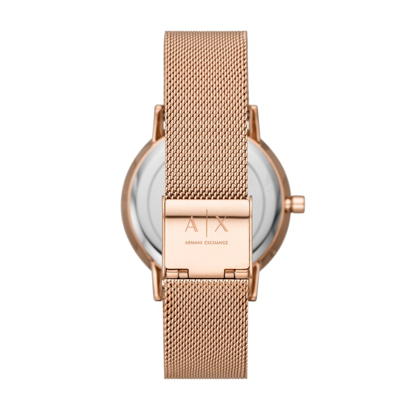 Armani Exchange Ladies’ Rose-Tone Mesh Bracelet Watch