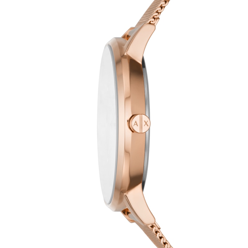 Armani Exchange Ladies’ Rose-Tone Mesh Bracelet Watch