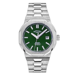 Rotary Regent Men's Green Dial Stainless Steel Bracelet Watch