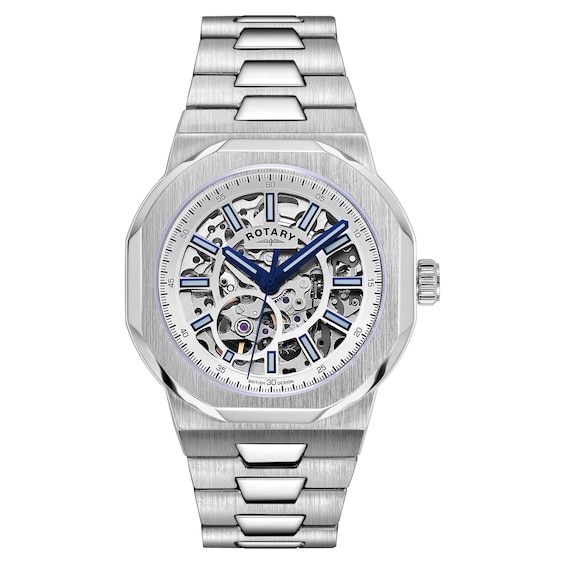 Rotary Regent Skeleton Mens Stainless Steel Bracelet Watch
