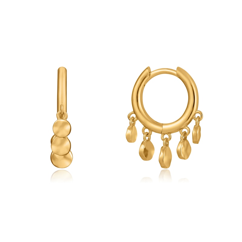 Main Image 1 of Ania Haie 14ct Gold Plated Mini Disc Huggie Hoop Earrings