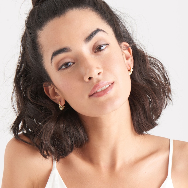 Main Image 2 of Ania Haie 14ct Gold Plated Mini Disc Huggie Hoop Earrings