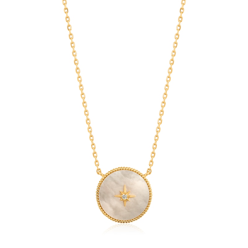 Main Image 1 of Ania Haie 14ct Gold Plated Mother Of Pearl Emblem Necklace