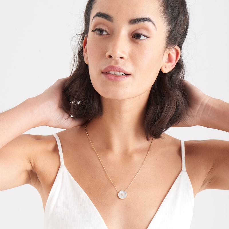 Main Image 2 of Ania Haie 14ct Gold Plated Mother Of Pearl Emblem Necklace