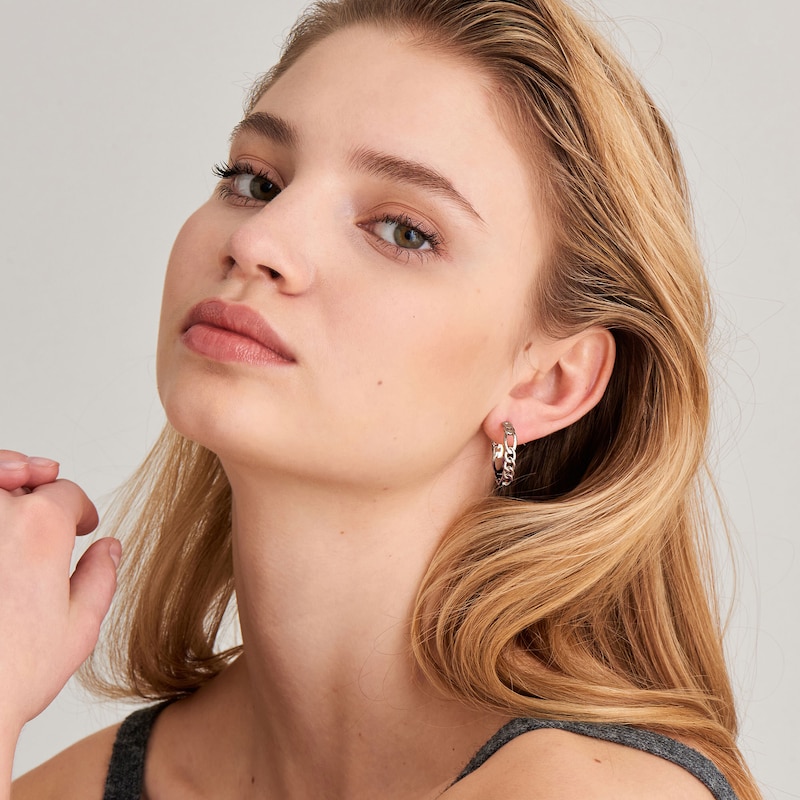 Main Image 2 of Ania Haie Sterling Silver Figaro Chain Hoop Earrings