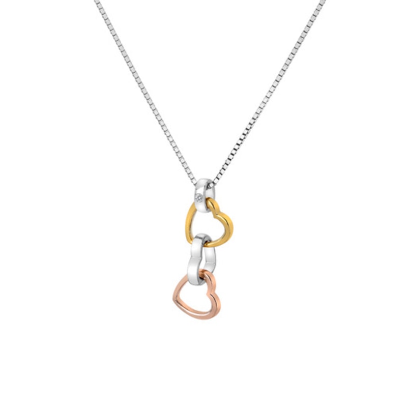 Main Image 1 of Hot Diamonds Trio Triple Tri Tone Heart Sterling Silver Pendant
