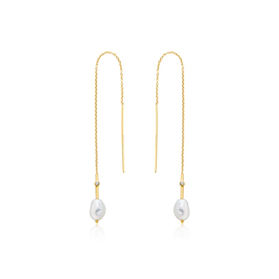 Ania Haie 14ct Gold Plated Pearl Threader Earrings