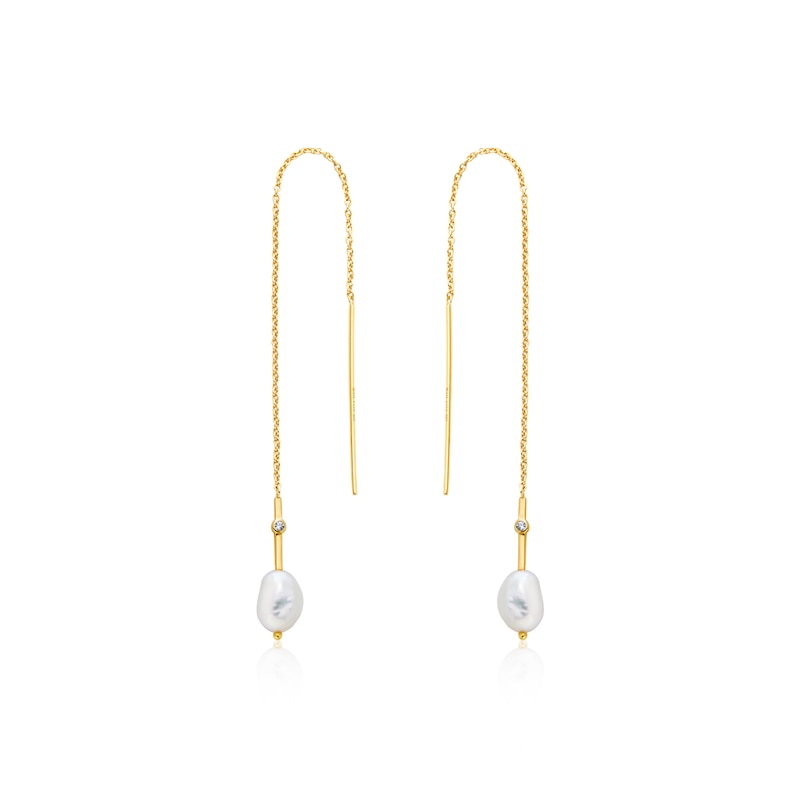 Main Image 1 of Ania Haie 14ct Gold Plated Pearl Threader Earrings