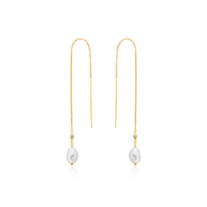 Ania Haie 14ct Gold Plated Pearl Threader Earrings