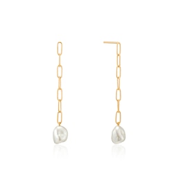 Ania Haie 14ct Gold Plated Pearl Chunky Drop Earrings