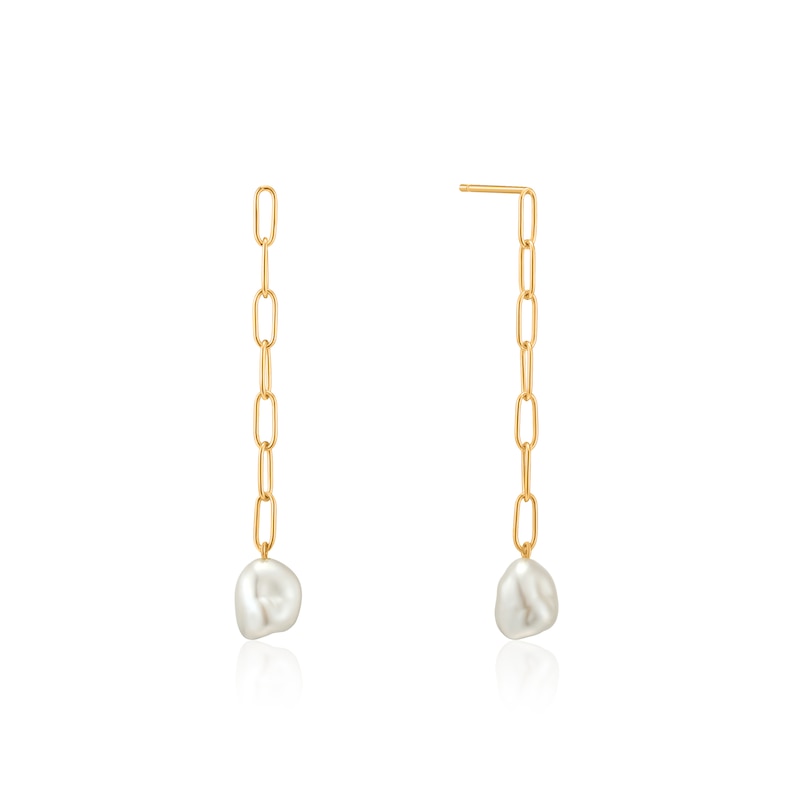 Ania Haie 14ct Gold Plated Pearl Chunky Drop Earrings