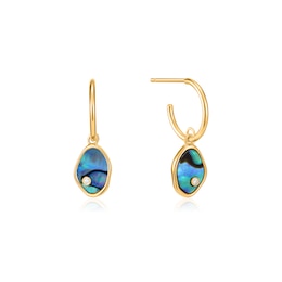 Ania Haie 14ct Gold Plated Tidal Abalone  Mini Hoop Earrings