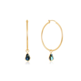 Ania Haie 14ct Gold Plated Tidal Abalone Drop Hoop Earrings
