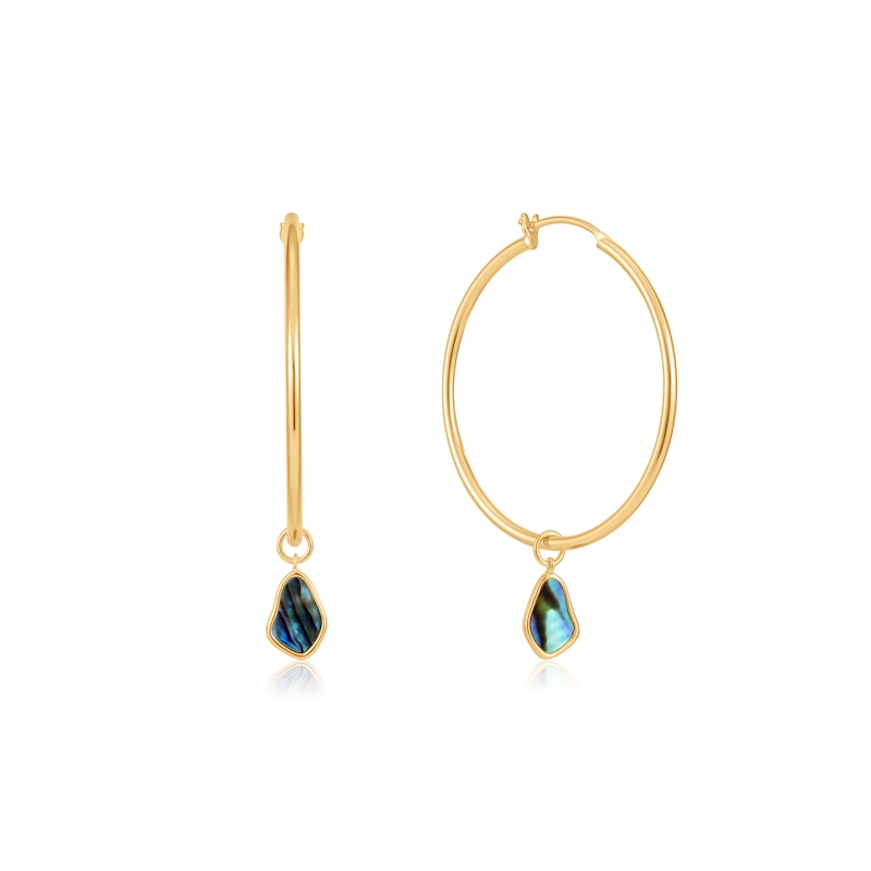 Ania Haie 14ct Gold Plated Tidal Abalone Drop Hoop Earrings