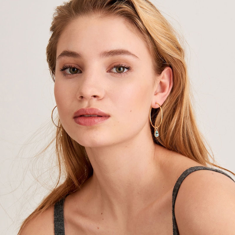 Main Image 2 of Ania Haie 14ct Gold Plated Tidal Abalone Drop Hoop Earrings