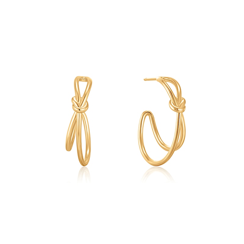 Main Image 1 of Ania Haie 14ct Gold Plated Knot 12mm Hoop Earrings
