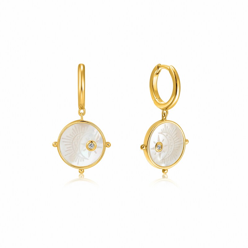 Main Image 1 of Ania Haie 14ct Gold Plated Moon Emblem Huggie Hoop Earrings