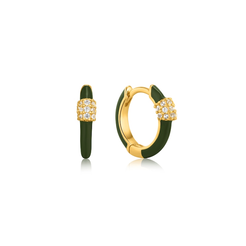 Ania Haie 14ct Gold Plated Green Enamel Carabiner Earrings