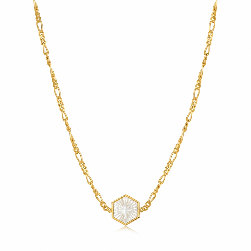 Ania Haie 14ct Gold Plated Compass Figaro Chain Necklace