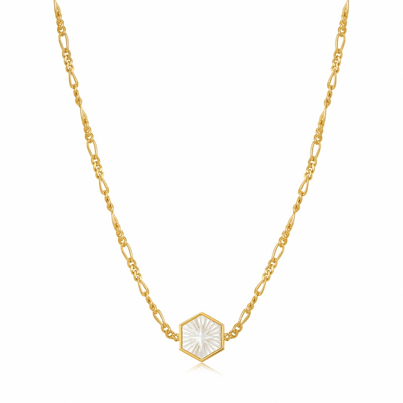 Main Image 1 of Ania Haie 14ct Gold Plated Compass Figaro Chain Necklace