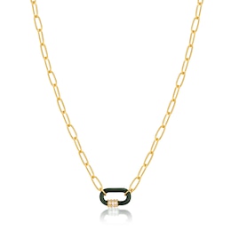 Ania Haie 14ct Gold Plated Green Enamel Carabiner Necklace