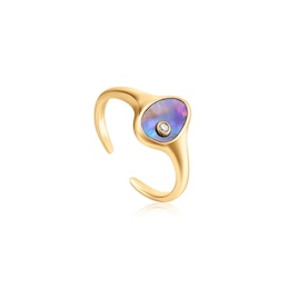 Ania Haie 14ct Gold Plated Tidal Abalone Adjustable Ring