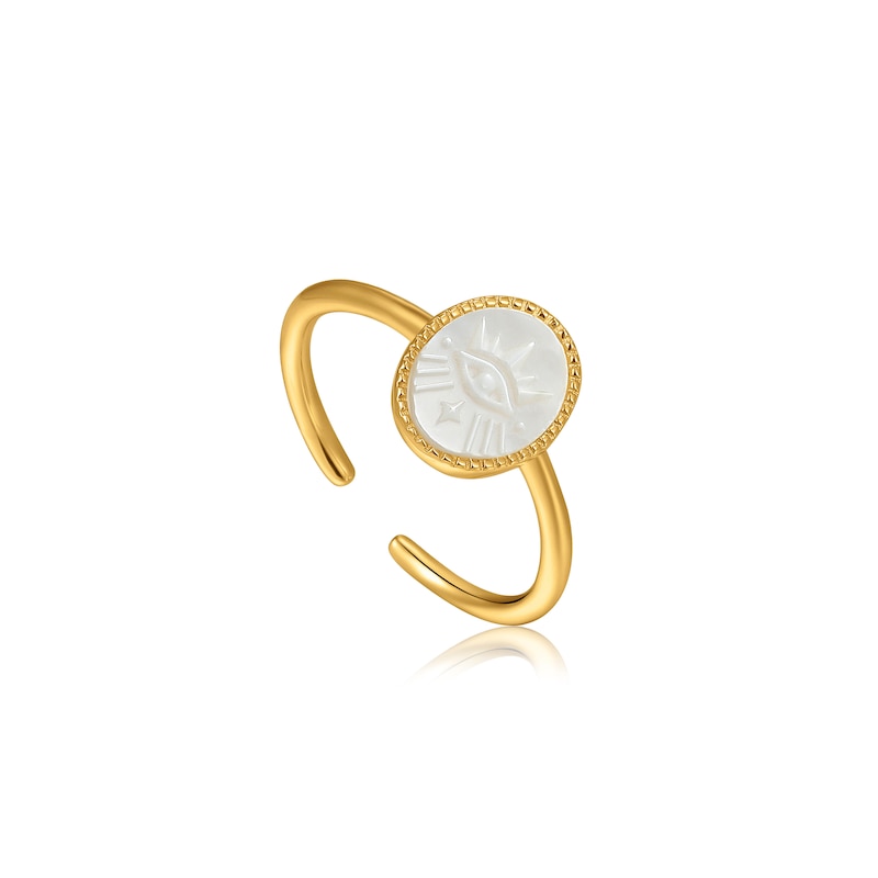 Main Image 1 of Ania Haie 14ct Gold Plated Evil Eye Emblem Adjustable Ring