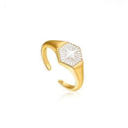 Ania Haie 14ct Gold Plated Compass Emblem Adjustable Ring