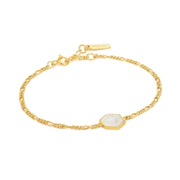 Ania Haie 14ct Gold Plated Compass Figaro Chain Bracelet