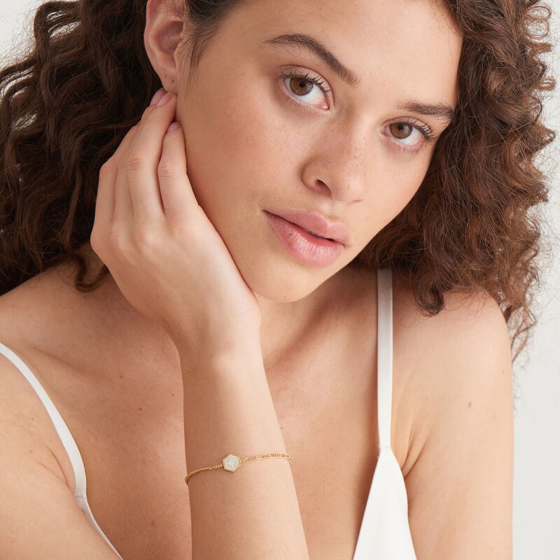 Main Image 2 of Ania Haie 14ct Gold Plated Compass Figaro Chain Bracelet