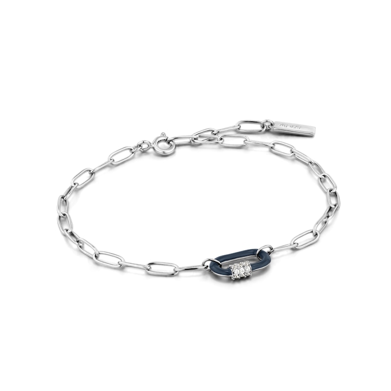 Ania Haie Sterling Silver Blue Enamel Carabiner Bracelet