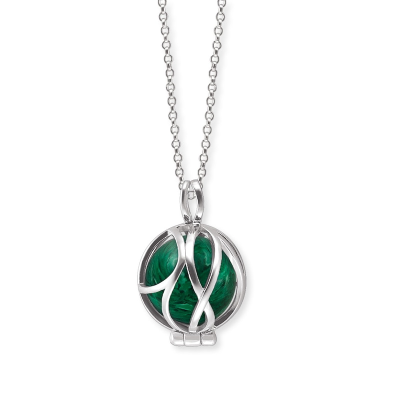 Main Image 1 of Angel Whisperer Powerful Stone Malachite 925 Sterling Silver Pendant