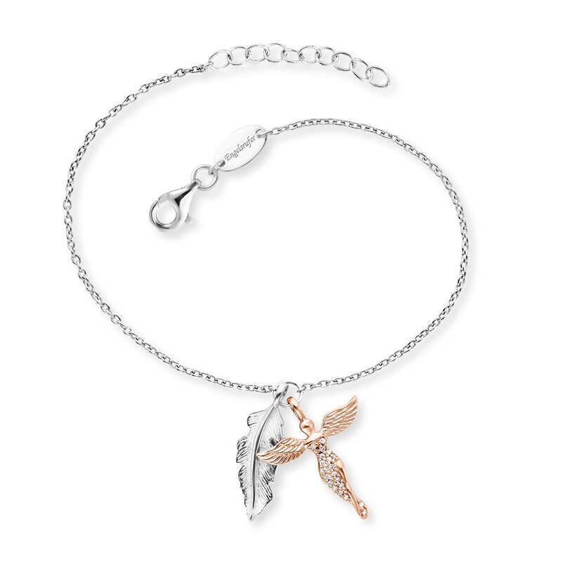 Angel Whisperer Feather & Guardian Angel Two Tone Bracelet