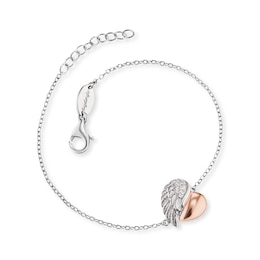 Angel Whisperer Medallion Heartwing Two-Tone Bracelet