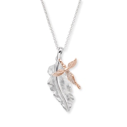 Angel Whisperer Feather & Guardian Angel Two-Tone Pendant