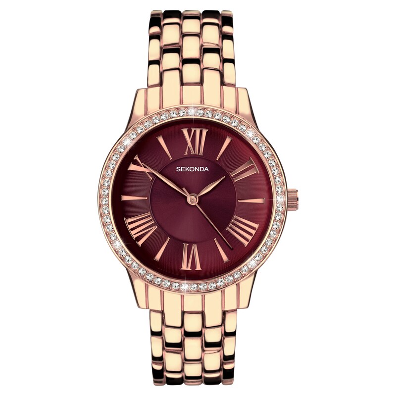 Sekonda Ladies' Charlotte Burgundy Dial Rose Gold Alloy Bracelet Watch