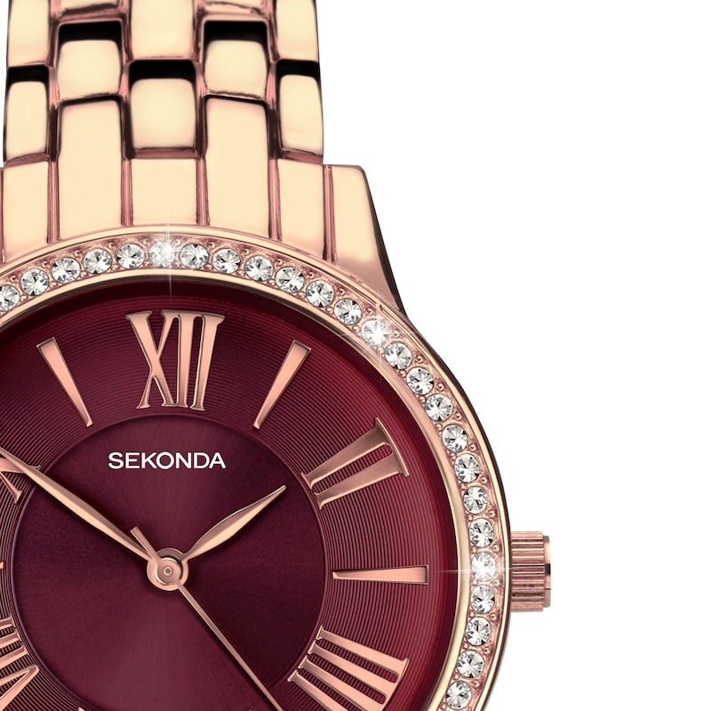 Sekonda Ladies' Charlotte Burgundy Dial Rose Gold Alloy Bracelet Watch